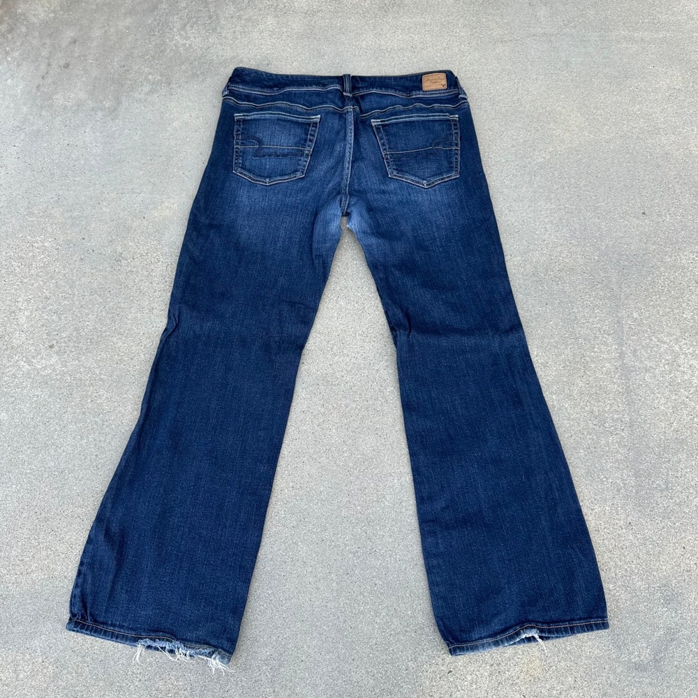 American Eagle Slim Boot Jeans Dark Wash Blue Denim Stretch Size 12 Short